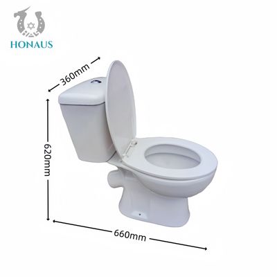 Ceramic Two Piece Toilet Bowl European Style Wash Down 140mm P Trap