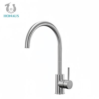 Brushed Surface Stainless Steel Kitchen Faucet Cold Hot Water Long Lasting Anti Splash Deck Mounted