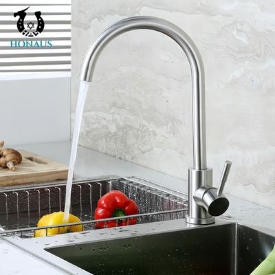 Brushed Surface Stainless Steel Kitchen Faucet Cold Hot Water Long Lasting Anti Splash Deck Mounted