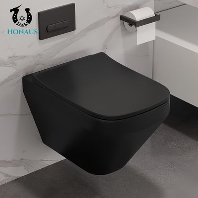 Luxury Bathroom Wall Hung Toilet Bowl Dual Flush 505*305*360mm Nano Glaze