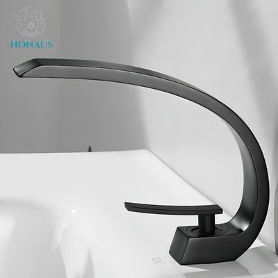 Modern Wash Basin Faucet Full Brass Multi Colors Curved Elegant Shape 0 To 90 Degree