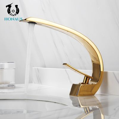 Modern Wash Basin Faucet Full Brass Multi Colors Curved Elegant Shape 0 To 90 Degree