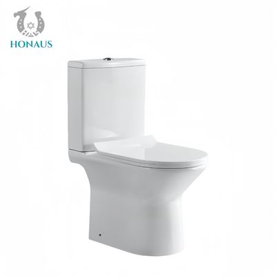 Modern Two Piece Toilet Bowl Hotel Apartment Use Ceramic White Dual Flush Floor Drain
