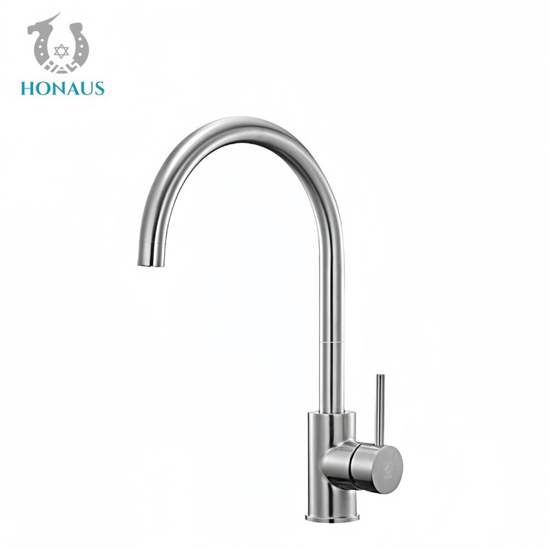 Brushed Surface Stainless Steel Kitchen Faucet Cold Hot Water Long Lasting Anti Splash Deck Mounted