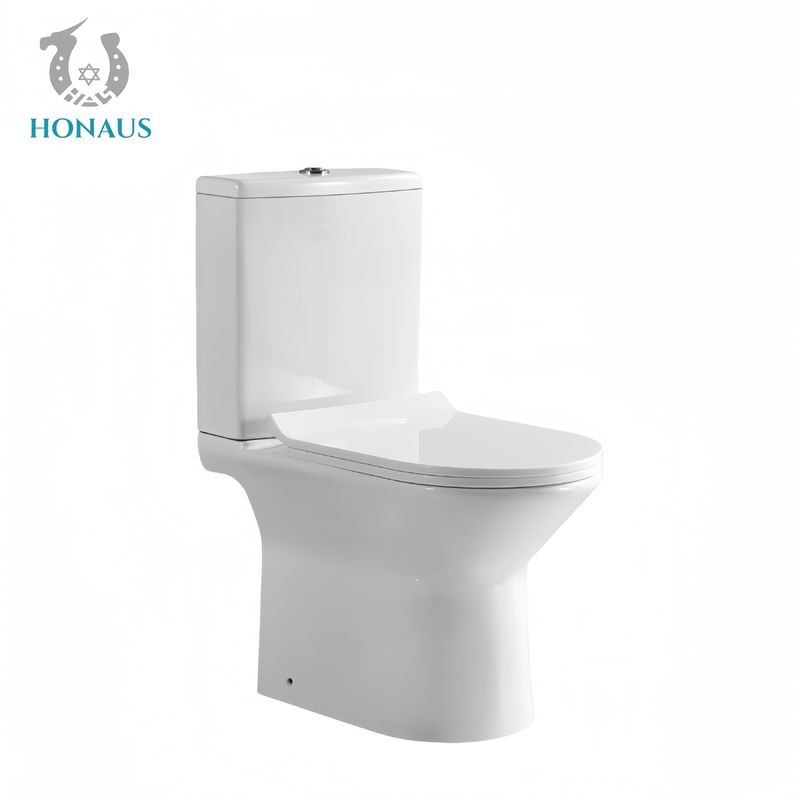 Modern Two Piece Toilet Bowl Hotel Apartment Use Ceramic White Dual Flush Floor Drain